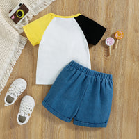 Load image into Gallery viewer, 2 Pieces Set Baby Kid Girls Letters T-Shirts And Ripped Shorts Wholesale 221216239
