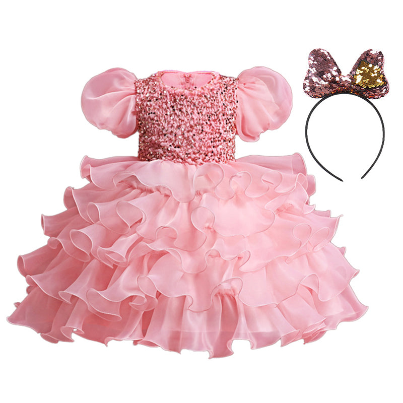 Baby Kid Girls Solid Color Birthday Party Dresses Princess Dresses Headwear Wholesale 221216241
