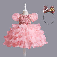 Load image into Gallery viewer, Baby Kid Girls Solid Color Birthday Party Dresses Princess Dresses Headwear Wholesale 221216241
