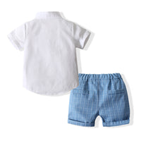 Load image into Gallery viewer, 3 Pieces Set Baby Kid Boys Bow Shirts And Checked Vests Waistcoats And Shorts Wholesale 221216255

