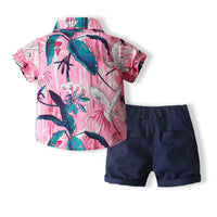 Load image into Gallery viewer, 2 Pieces Set Baby Kid Boys Tropical Shirts And Solid Color Shorts Wholesale 221216259
