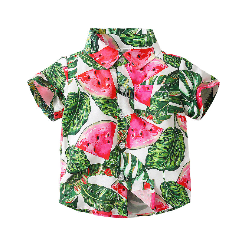 Baby Kid Boys Fruit Print Beach Shirts Wholesale 221216260