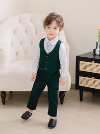 Load image into Gallery viewer, 3 Pieces Set Baby Kid Boys Solid Color Shirts Vests Waistcoats And Pants Wholesale 221216263

