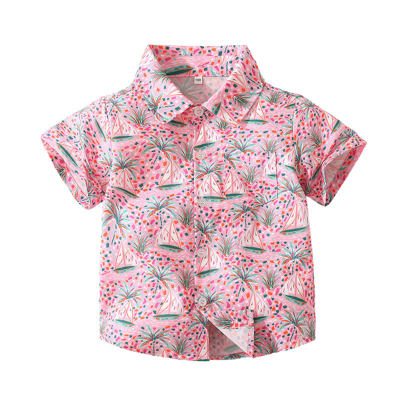 Baby Kid Boys Tropical Print Shirts Wholesale 221216264