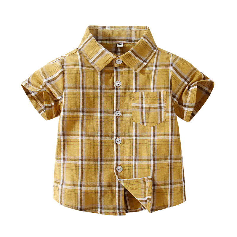 Baby Kid Boys Color-blocking Checked Shirts Wholesale 221216268