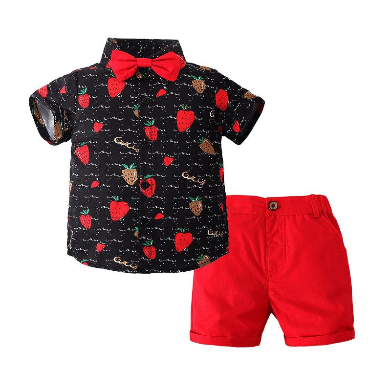 2 Pieces Set Baby Kid Boys Fruit Print Shirts And Solid Color Shorts Wholesale 221216269