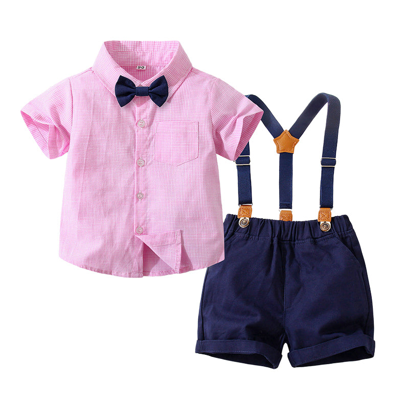 2 Pieces Set Baby Kid Boys Solid Color Shirts And Rompers Wholesale 221216270