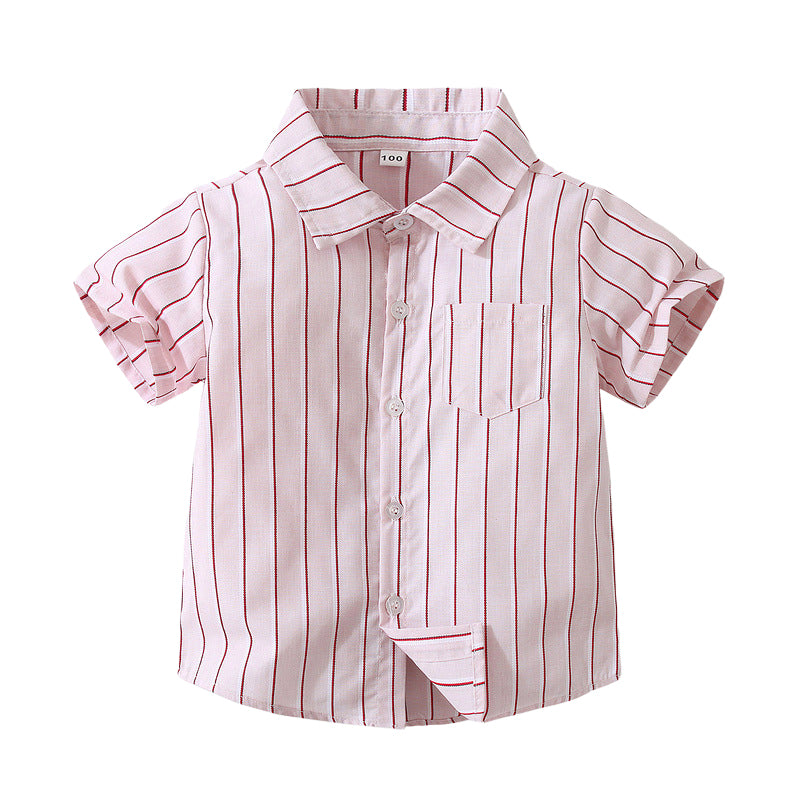 Baby Kid Boys Striped Color-blocking Shirts Wholesale 221216271