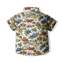 Load image into Gallery viewer, 2 Pieces Set Baby Kid Boys Beach Tropical Car Plant Bow Shirts And Solid Color Shorts Wholesale 221216275
