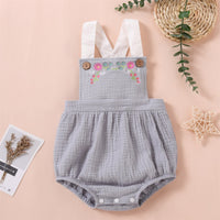 Load image into Gallery viewer, Baby Girls Flower Embroidered Rompers Wholesale 221216279
