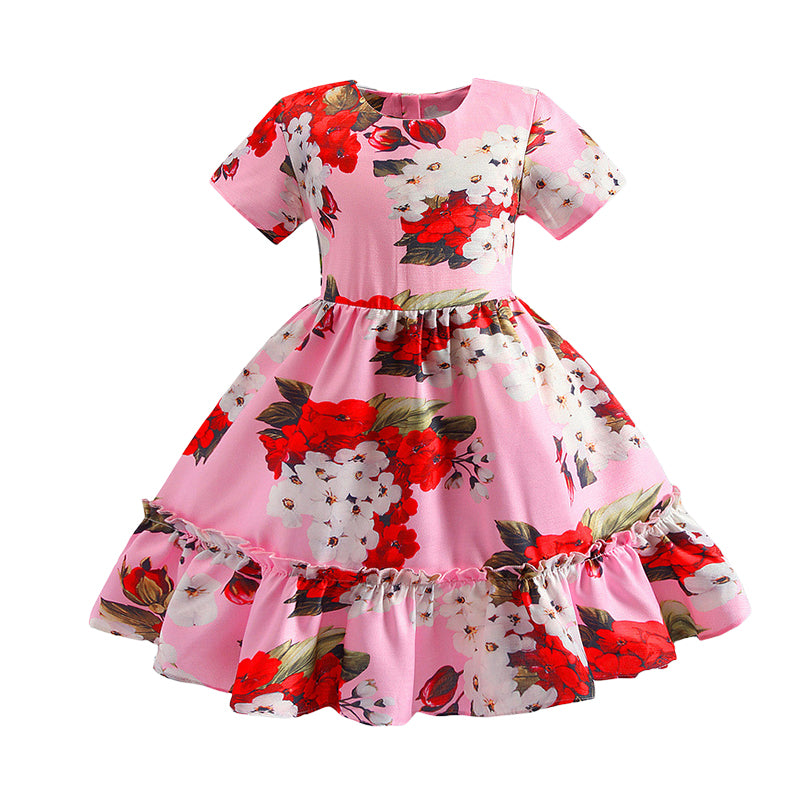 Baby Kid Girls Flower Print Dresses Wholesale 221216287