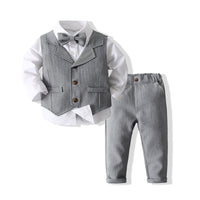 Load image into Gallery viewer, 3 Pieces Set Baby Kid Boys Solid Color Bow Shirts Vests Waistcoats And Pants Wholesale 221216290
