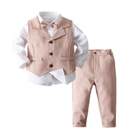 Load image into Gallery viewer, 3 Pieces Set Baby Kid Boys Solid Color Bow Shirts Vests Waistcoats And Pants Wholesale 221216290
