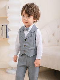 Load image into Gallery viewer, 3 Pieces Set Baby Kid Boys Solid Color Bow Shirts Vests Waistcoats And Pants Wholesale 221216290
