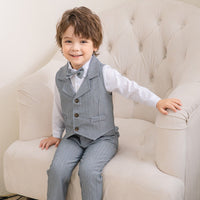 Load image into Gallery viewer, 3 Pieces Set Baby Kid Boys Solid Color Bow Shirts Vests Waistcoats And Pants Wholesale 221216290
