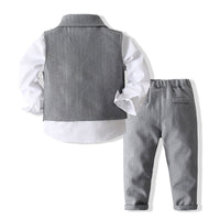 Load image into Gallery viewer, 3 Pieces Set Baby Kid Boys Solid Color Bow Shirts Vests Waistcoats And Pants Wholesale 221216290
