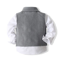 Load image into Gallery viewer, 3 Pieces Set Baby Kid Boys Solid Color Bow Shirts Vests Waistcoats And Pants Wholesale 221216290
