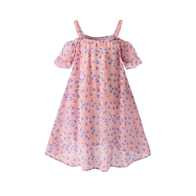 Baby Kid Girls Flower Print Dresses Wholesale 221216294