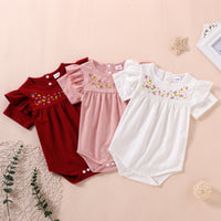 Load image into Gallery viewer, Baby Girls Flower Embroidered Rompers Wholesale 221216296
