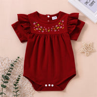 Load image into Gallery viewer, Baby Girls Flower Embroidered Rompers Wholesale 221216296
