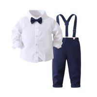 Load image into Gallery viewer, 2 Pieces Set Baby Kid Boys Birthday Party Bow Shirts And Solid Color Jumpsuits Wholesale 221216300
