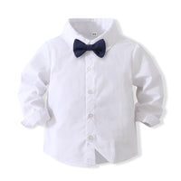 Load image into Gallery viewer, 2 Pieces Set Baby Kid Boys Birthday Party Bow Shirts And Solid Color Jumpsuits Wholesale 221216300
