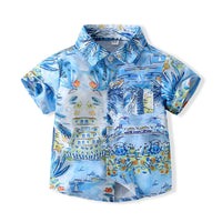 Load image into Gallery viewer, 2 Pieces Set Baby Kid Boys Print Shirts And Solid Color Shorts Wholesale 221216308
