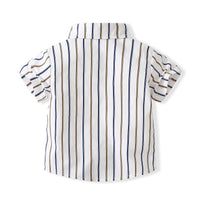 Load image into Gallery viewer, 2 Pieces Set Baby Kid Boys Birthday Party Striped Bow Shirts And Solid Color Rompers Wholesale 221216309
