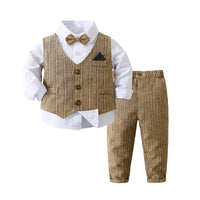 Load image into Gallery viewer, 3 Pieces Set Baby Kid Boys Dressy Party Solid Color Vests Waistcoats And Bow Shirts And Pants Suits Wholesale 221216358
