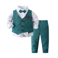 Load image into Gallery viewer, 3 Pieces Set Baby Kid Boys Dressy Party Solid Color Vests Waistcoats And Bow Shirts And Pants Suits Wholesale 221216358
