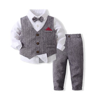 Load image into Gallery viewer, 3 Pieces Set Baby Kid Boys Dressy Party Solid Color Vests Waistcoats And Bow Shirts And Pants Suits Wholesale 221216358
