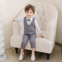 Load image into Gallery viewer, 3 Pieces Set Baby Kid Boys Dressy Party Solid Color Vests Waistcoats And Bow Shirts And Pants Suits Wholesale 221216358
