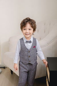 Load image into Gallery viewer, 3 Pieces Set Baby Kid Boys Dressy Party Solid Color Vests Waistcoats And Bow Shirts And Pants Suits Wholesale 221216358
