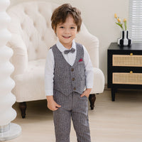 Load image into Gallery viewer, 3 Pieces Set Baby Kid Boys Dressy Party Solid Color Vests Waistcoats And Bow Shirts And Pants Suits Wholesale 221216358
