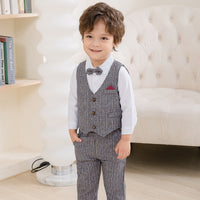 Load image into Gallery viewer, 3 Pieces Set Baby Kid Boys Dressy Party Solid Color Vests Waistcoats And Bow Shirts And Pants Suits Wholesale 221216358
