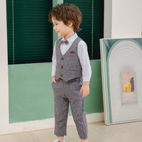 Load image into Gallery viewer, 3 Pieces Set Baby Kid Boys Dressy Party Solid Color Vests Waistcoats And Bow Shirts And Pants Suits Wholesale 221216358
