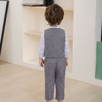 Load image into Gallery viewer, 3 Pieces Set Baby Kid Boys Dressy Party Solid Color Vests Waistcoats And Bow Shirts And Pants Suits Wholesale 221216358
