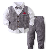 Load image into Gallery viewer, 3 Pieces Set Baby Kid Boys Dressy Party Solid Color Vests Waistcoats And Bow Shirts And Pants Suits Wholesale 221216358
