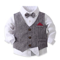 Load image into Gallery viewer, 3 Pieces Set Baby Kid Boys Dressy Party Solid Color Vests Waistcoats And Bow Shirts And Pants Suits Wholesale 221216358

