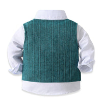 Load image into Gallery viewer, 3 Pieces Set Baby Kid Boys Dressy Party Solid Color Vests Waistcoats And Bow Shirts And Pants Suits Wholesale 221216358
