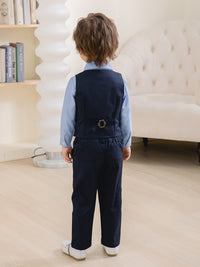 Load image into Gallery viewer, 3 Pieces Set Baby Kid Boys Dressy Party Solid Color Vests Waistcoats And Bow Shirts And Pants Suits Wholesale 221216360
