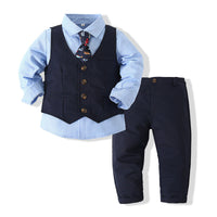 Load image into Gallery viewer, 3 Pieces Set Baby Kid Boys Dressy Party Solid Color Vests Waistcoats And Bow Shirts And Pants Suits Wholesale 221216360
