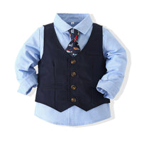 Load image into Gallery viewer, 3 Pieces Set Baby Kid Boys Dressy Party Solid Color Vests Waistcoats And Bow Shirts And Pants Suits Wholesale 221216360
