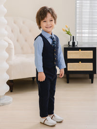 Load image into Gallery viewer, 3 Pieces Set Baby Kid Boys Dressy Party Solid Color Vests Waistcoats And Bow Shirts And Pants Suits Wholesale 221216360

