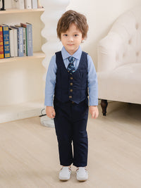 Load image into Gallery viewer, 3 Pieces Set Baby Kid Boys Dressy Party Solid Color Vests Waistcoats And Bow Shirts And Pants Suits Wholesale 221216360
