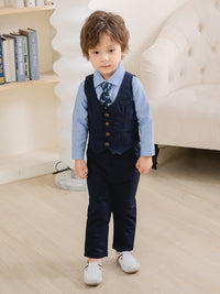 Load image into Gallery viewer, 3 Pieces Set Baby Kid Boys Dressy Party Solid Color Vests Waistcoats And Bow Shirts And Pants Suits Wholesale 221216360
