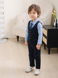 Load image into Gallery viewer, 3 Pieces Set Baby Kid Boys Dressy Party Solid Color Vests Waistcoats And Bow Shirts And Pants Suits Wholesale 221216360
