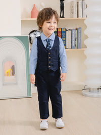 Load image into Gallery viewer, 3 Pieces Set Baby Kid Boys Dressy Party Solid Color Vests Waistcoats And Bow Shirts And Pants Suits Wholesale 221216360
