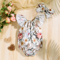 Load image into Gallery viewer, Baby Girls Flower Lace Print Rompers Wholesale 221216361
