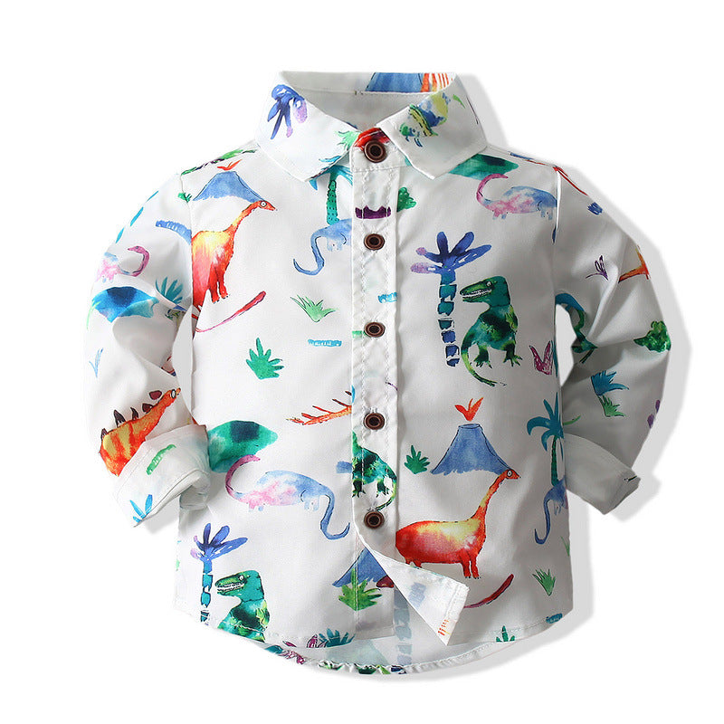Baby Kid Boys Dinosaur Print Shirts Wholesale 221216367